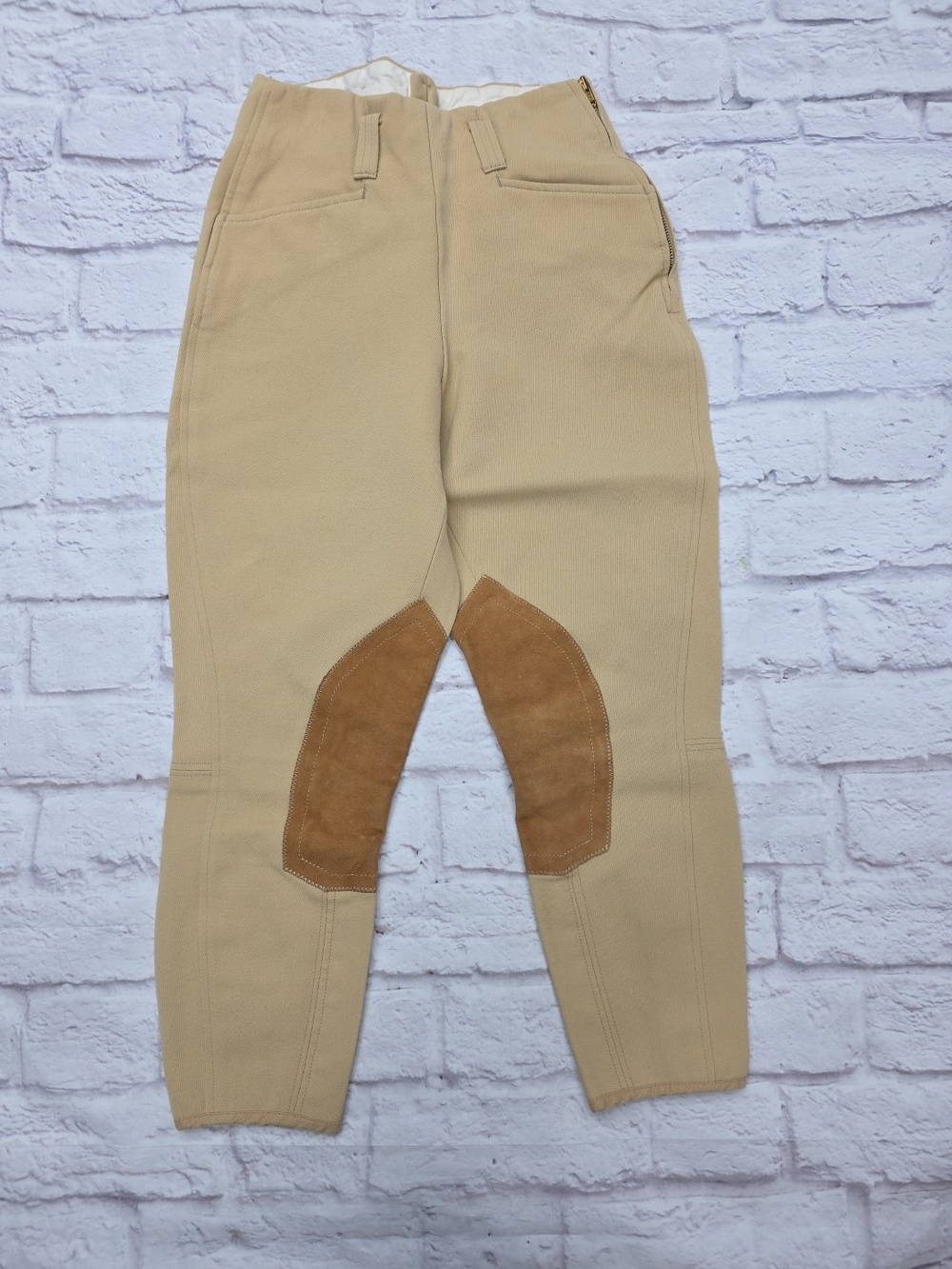 Prestige No Flare Breeches Sz 26(26x22) Tan Knee Patches Equi-Stretch Pants